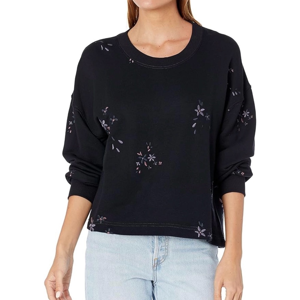 Splendid - Blue Embroidered Floral Sweatshirt